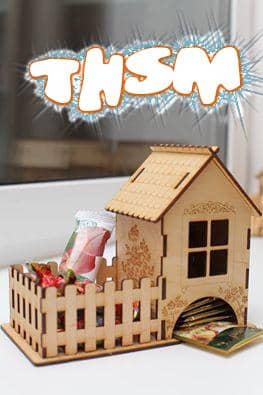 Laser Cut Tea House With Candy Box 3mm Free Vector