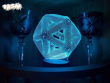 Laser Cut Icosahedron 3D Night Light Acrylic Optical Illusion Lamp Free Vector