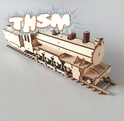 Laser Cut Toy Locomotive Train Engine Passenger Car Goods Wagon & Track Free Vector