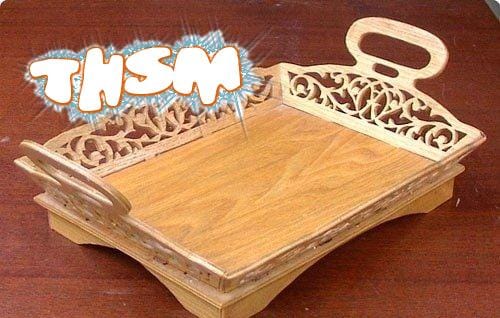 Laser Cut Decorative Tray with Handles Template Free Vector