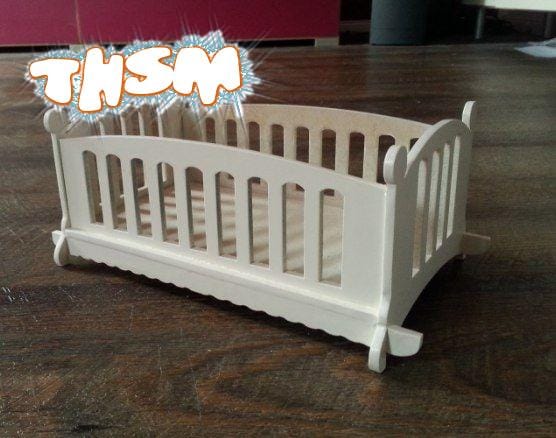 Laser Cut Wooden Doll Cot Bed Template Free Vector cdr Download - 3axis.co