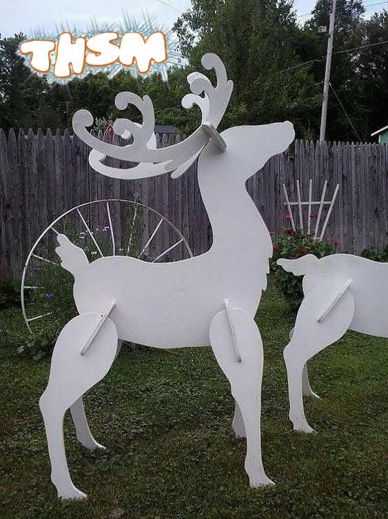 Laser Cut Wood Reindeer Christmas Yard Art Lawn Decoration Free Vector