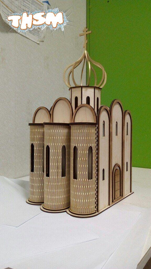 Laser Cut Church Of The Intercession On The Nerl Wooden Model Free Vector