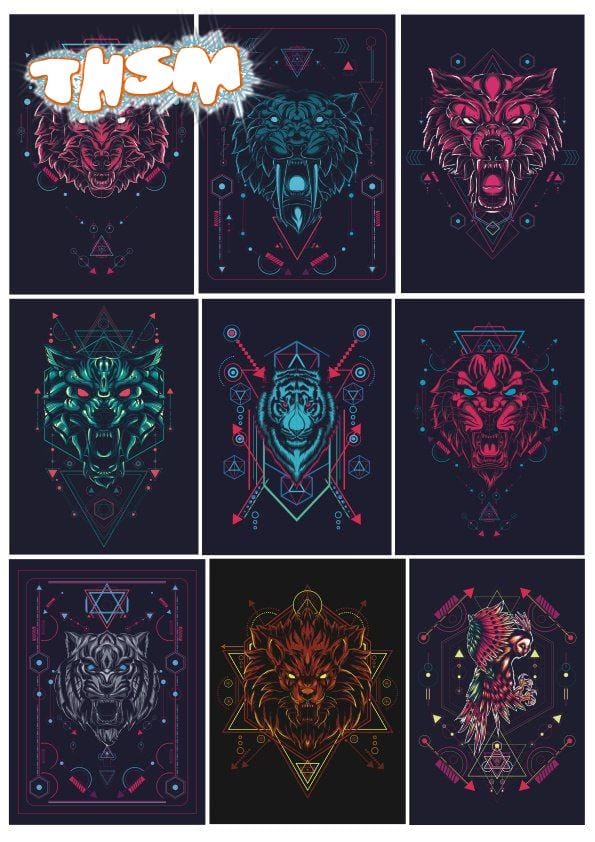 Animals Geometric Print Free Vector cdr Download - 3axis.co