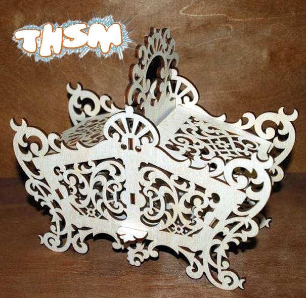 Laser Cut Wooden Candy Dish Decorative Candy Bowl Basket 6mm Free Vector