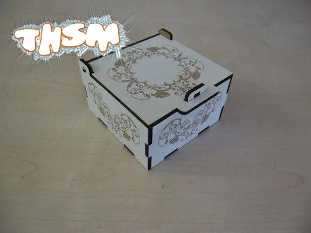 Laser Cut Engraved Small Box With Lid And Lock Free Vector