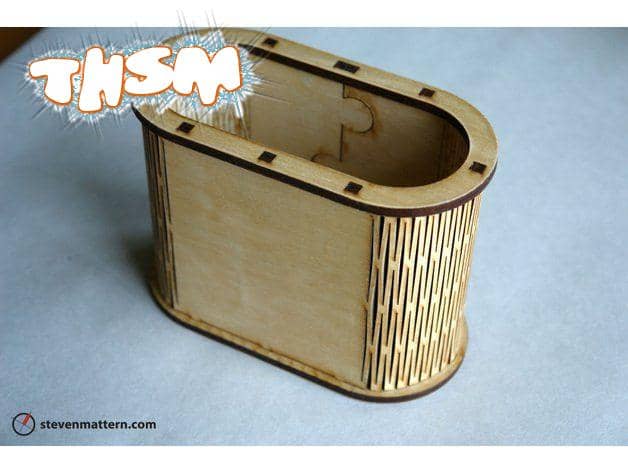 Laser Cut Living Hinge Container Pen Holder DXF File Free Download - 3axis.co