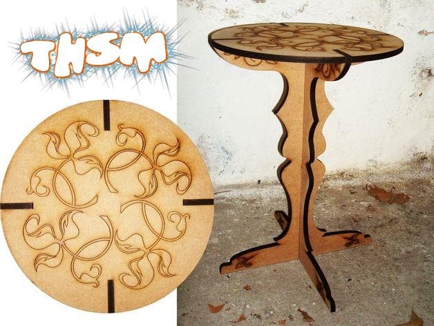 Laser Cut Table with Engraving DXF File