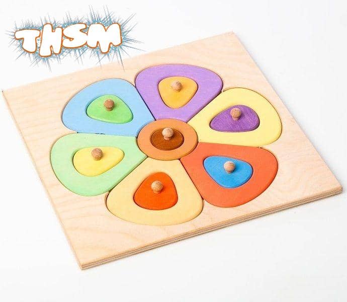 Laser Cut Montessori Early Educational Toy Color Learning Baby Kids Shape Sorting Toy Free Vector