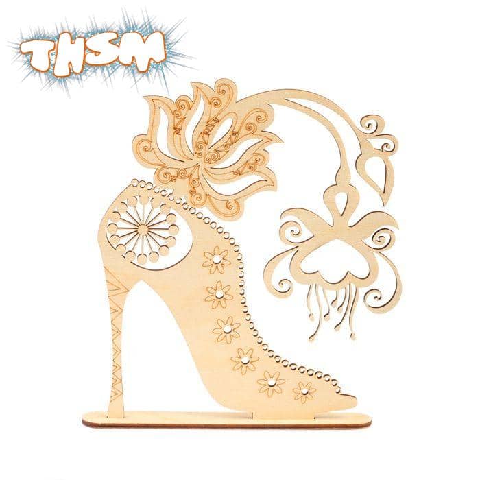 Laser Cut High Heel Jewelry Stand Free Vector