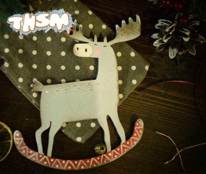 Laser Cut Christmas Moose Sled Reindeer Magnet Badge Decor Free Vector