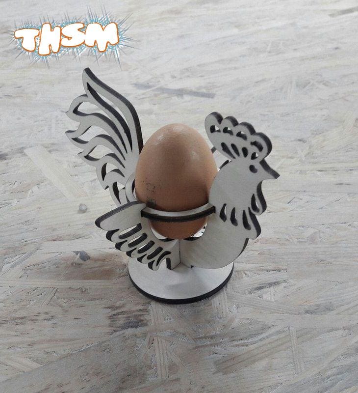 Laser Cut Easter Rooster Easter Egg Display Stand Free Vector