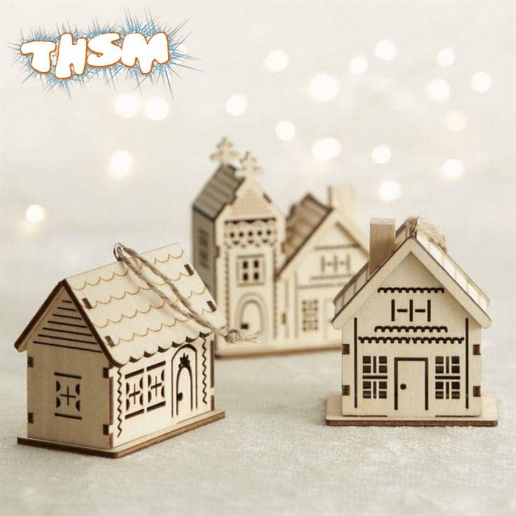 Laser Cut Decorative Wooden House Model Free Vector