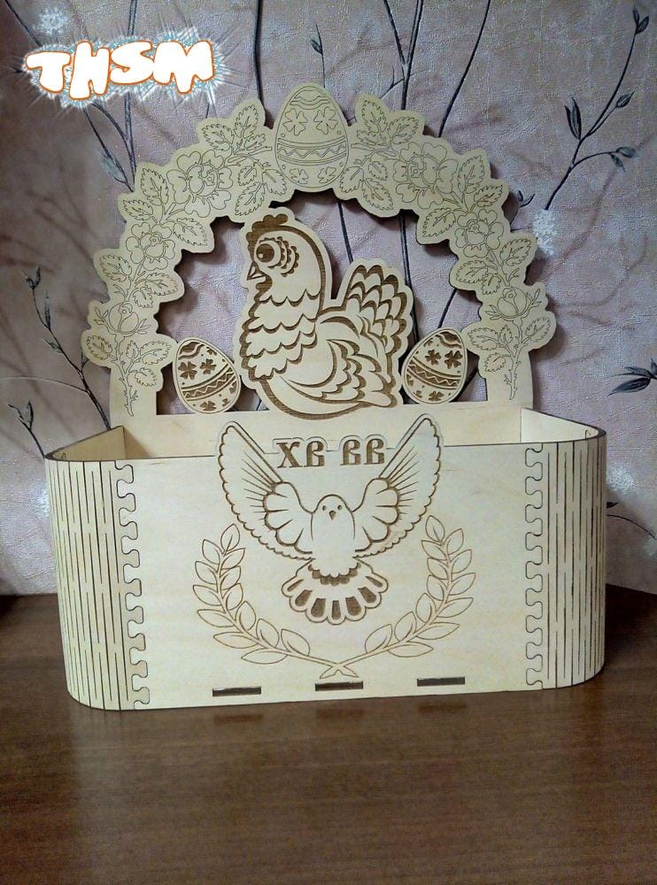 Laser Cut Easter Box Easter Chicken With Eggs Free Vector