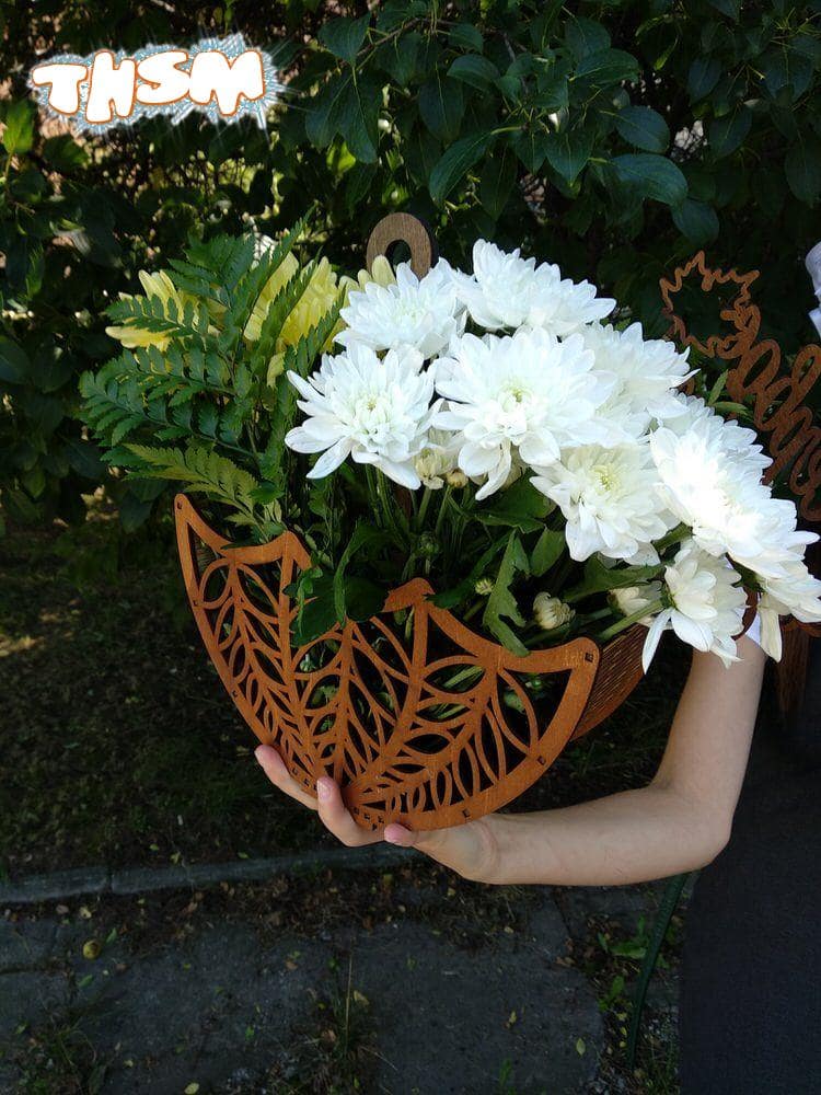 Laser Cut Wooden Decorative Flower Basket Free Vector cdr Download - 3axis.co
