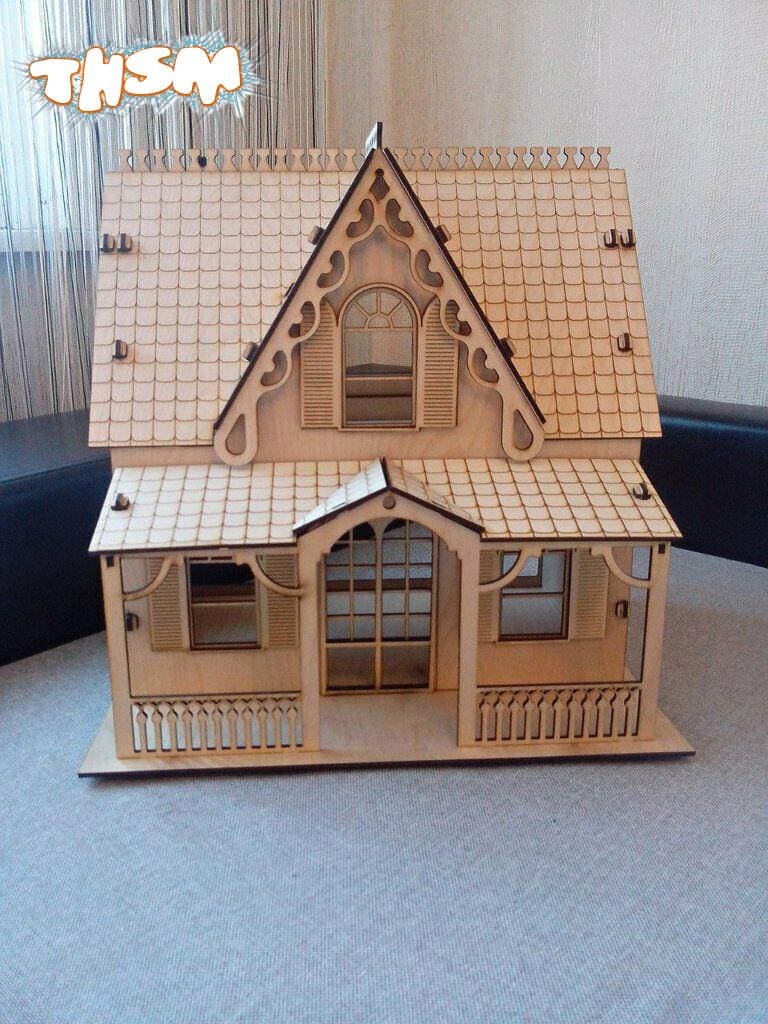 Laser Cut Plywood Model House Free Vector