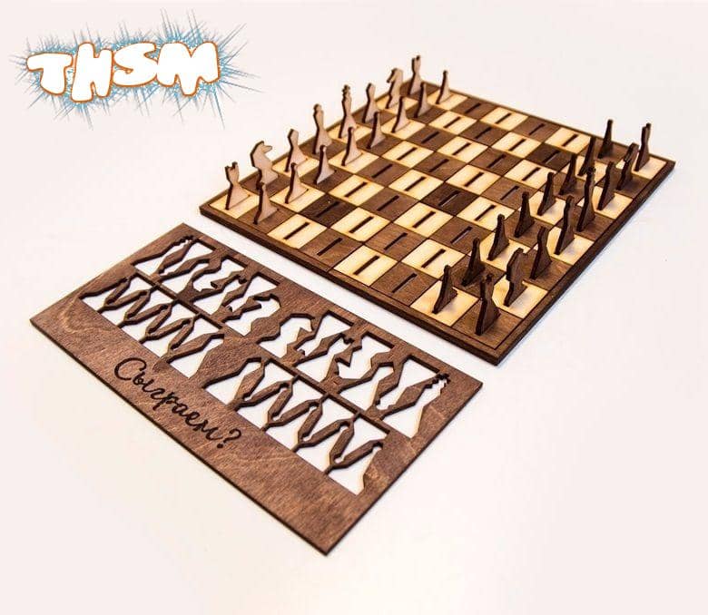 Laser Cut Wooden Chess Set Free Vector