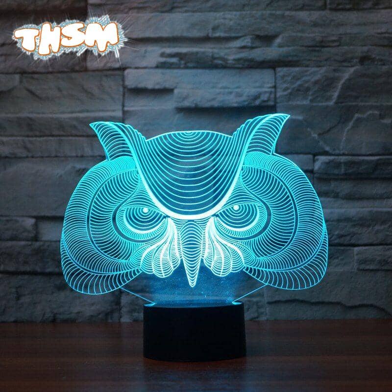 Laser Cut Owl 3D Illusion Desk Lamp Acrylic Night Light Free Vector