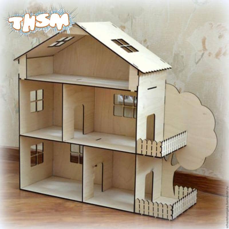 Dollhouse Kit Laser Cut Template 4Mm Free Vector cdr Download - 3axis.co