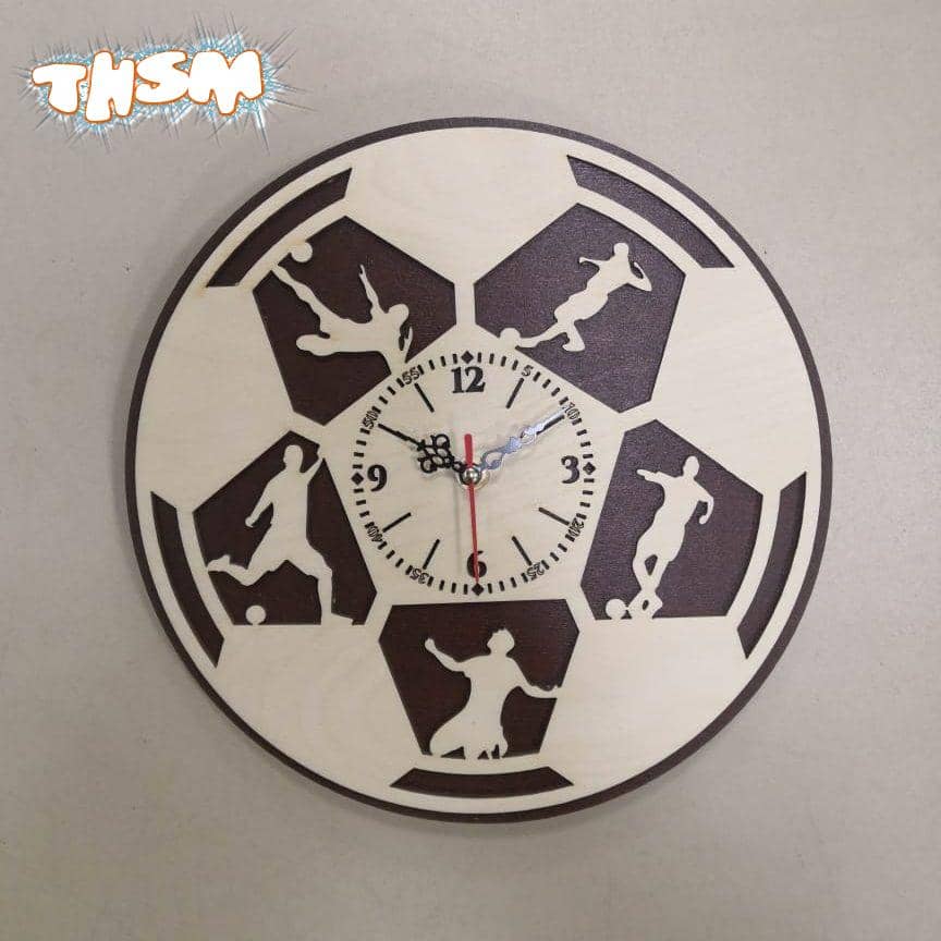 Laser Cut Football Wall Clock Sport Wall Clock Gift For Soccer Lover Footballer Free Vector