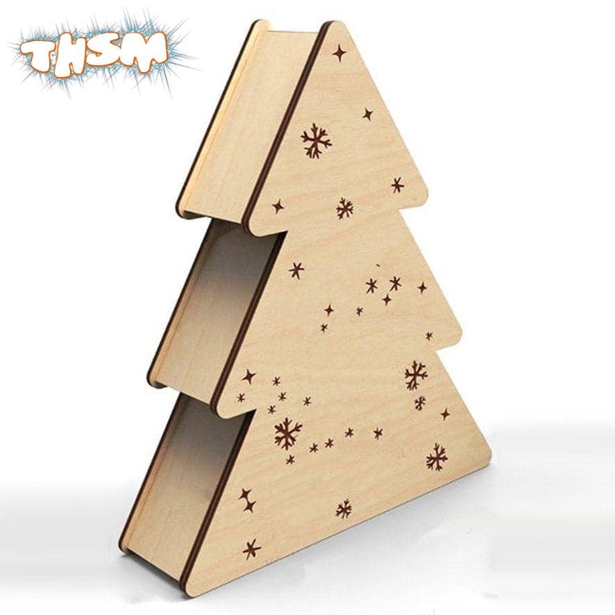 Laser Cut Christmas Tree Gift Box Free Vector