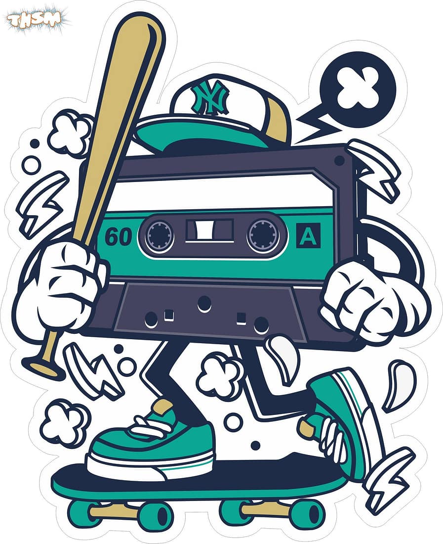 Cassette Skate Sticker Free Vector cdr Download - 3axis.co