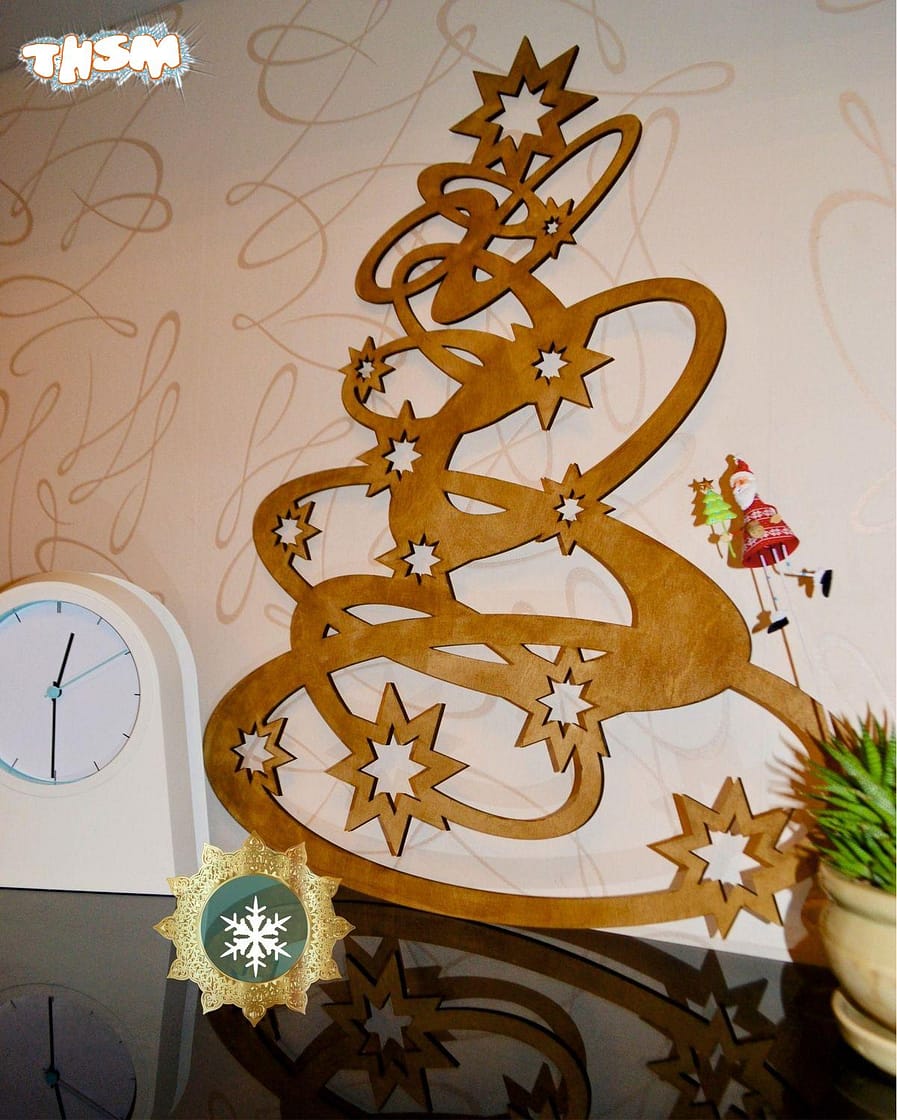 Laser Cut Christmas Tree Decorations Wooden Free Vector