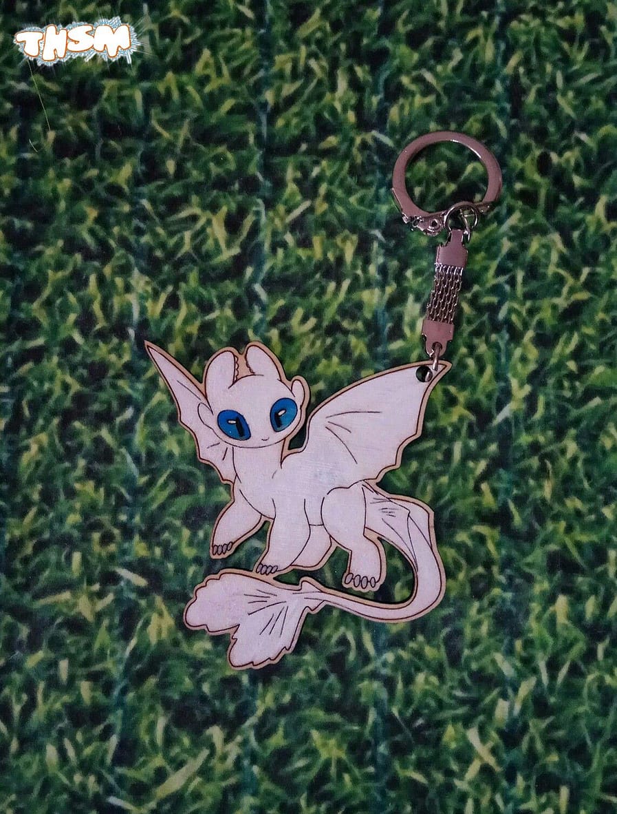 Laser Cut Toothless Nightfury White Fury Keychain Free Vector cdr Download - 3axis.co