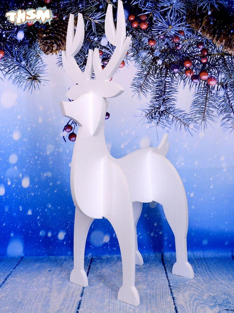 Laser Cut Reindeer Christmas Decoration Free Vector