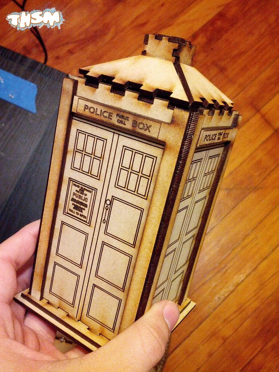 Laser Cut Wooden Police Box Tardis Toy Free Vector