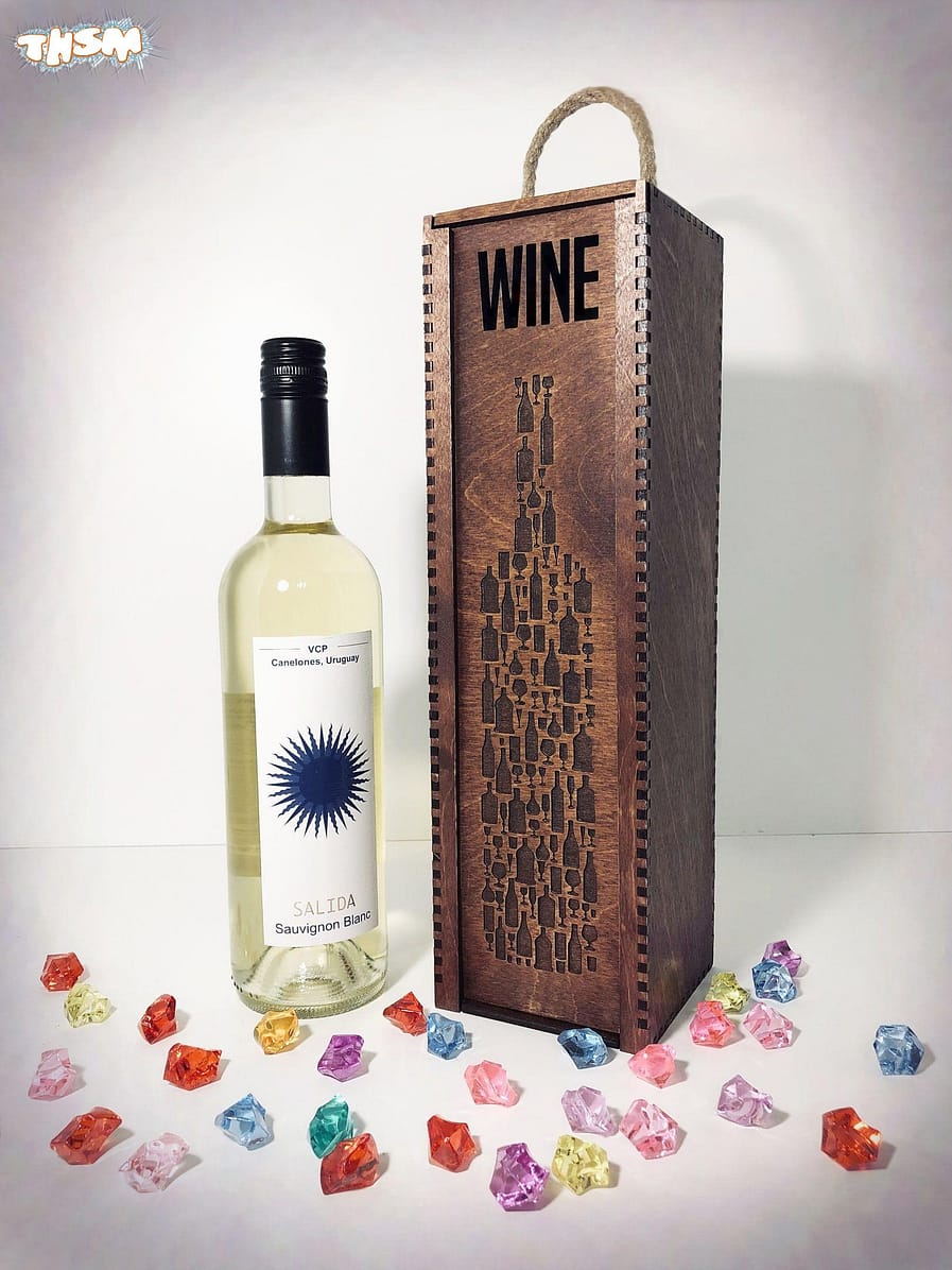 Laser Cut Wine Bottle Wooden Engraved Storage Case With Sliding Lid Free Vector