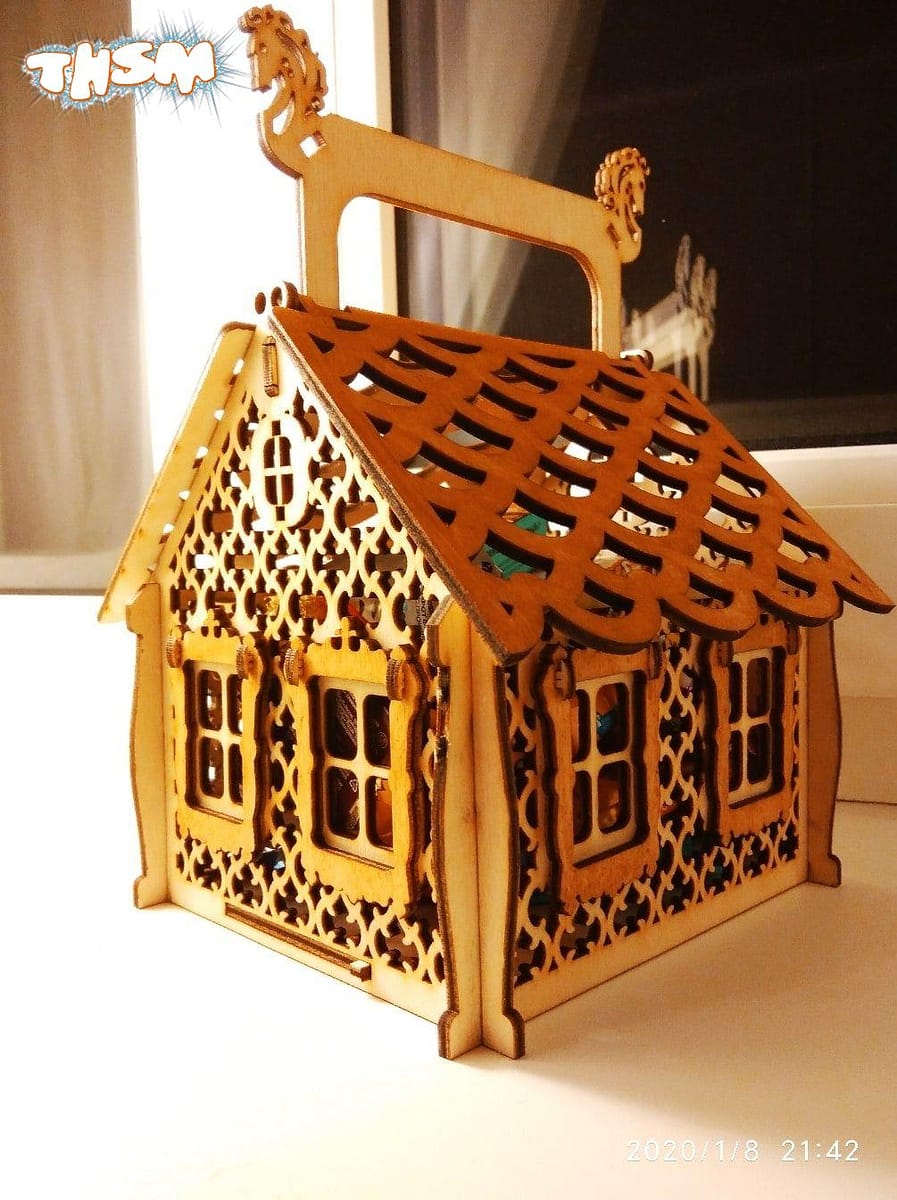 Laser Cut Christmas Candy House Free Vector