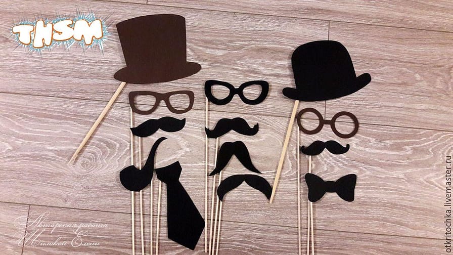 Laser Cut Wooden Mustache Hat Glasses On Stick Free Vector