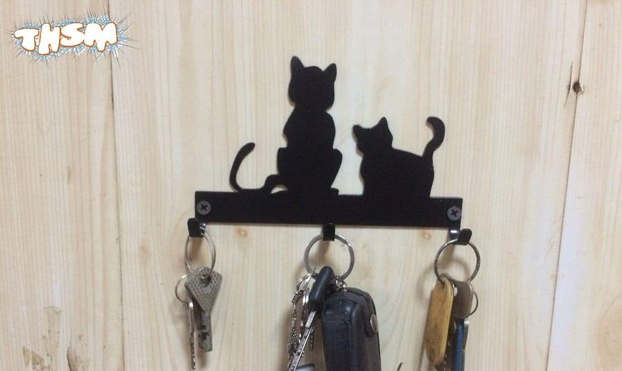 Laser Cut Cats Key Hanger Hooks Wall Mounted Storage Holder DXF File