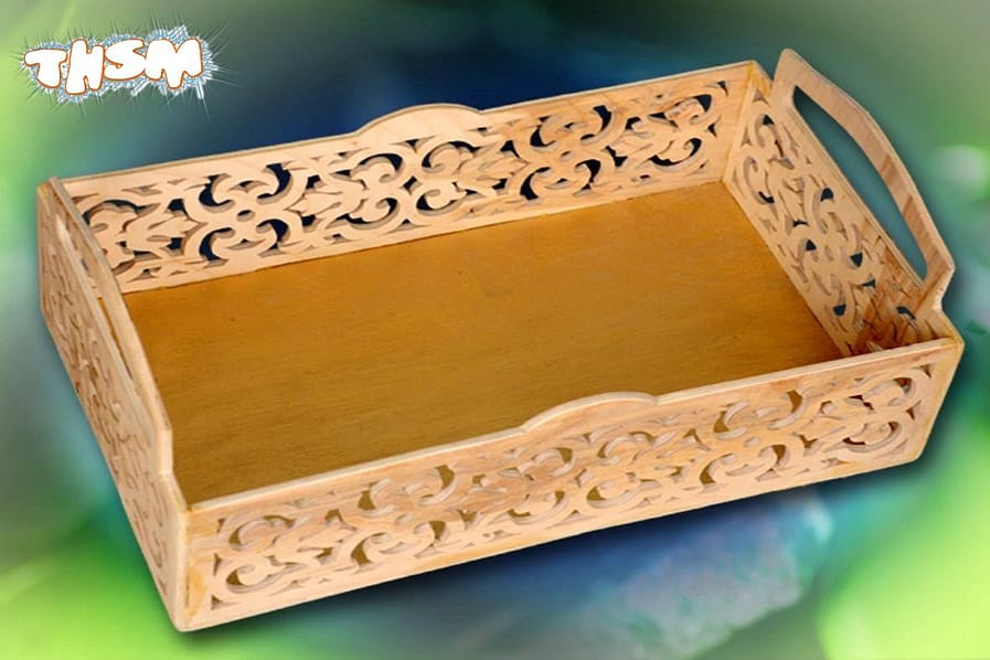 Laser Cut Decorative Wood Arabesque Tray Free Vector cdr Download - 3axis.co