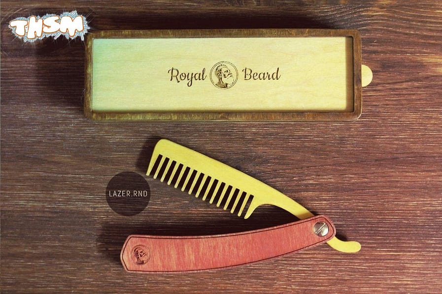 Laser Cut Folding Beard Comb Template with Box Free Vector