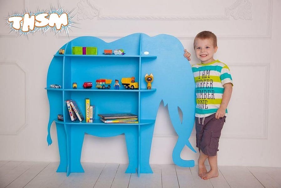Laser Cut Wood Elephant Shelf Shelf Furniture For Kids Room Free Vector