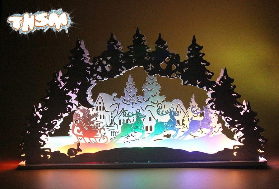 Laser Cut Christmas Santa Snowman Elk Lamp Night Light Desktop Xmas Decor Free Vector