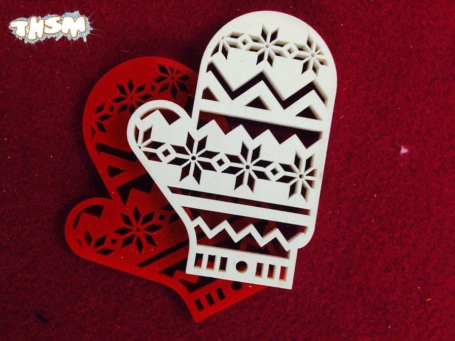 Laser Cut Christmas Mitten Christmas Toys Figurines Free Vector
