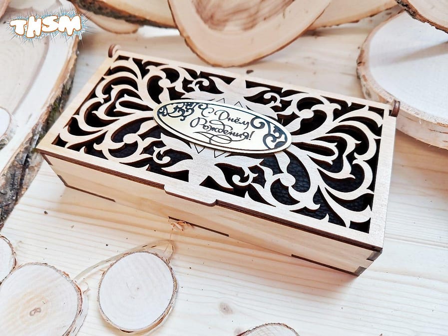 Laser Cut Decorative Wooden Gift Box Free Vector