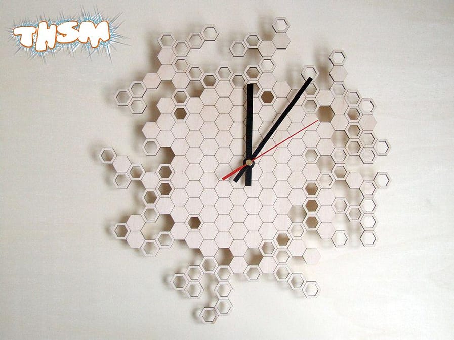 Laser Cut Honeycomb Wall Clock Home Decor DXF File