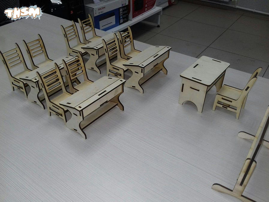 Laser Cut Miniature Classroom Furniture Free Vector