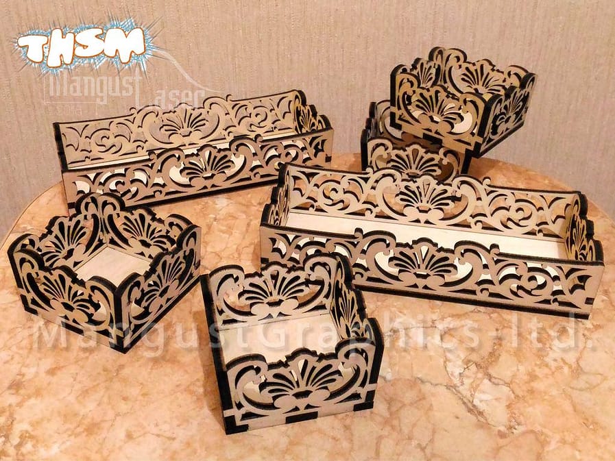 Laser Cut Arabesque Art Box Trays Templates Free Vector
