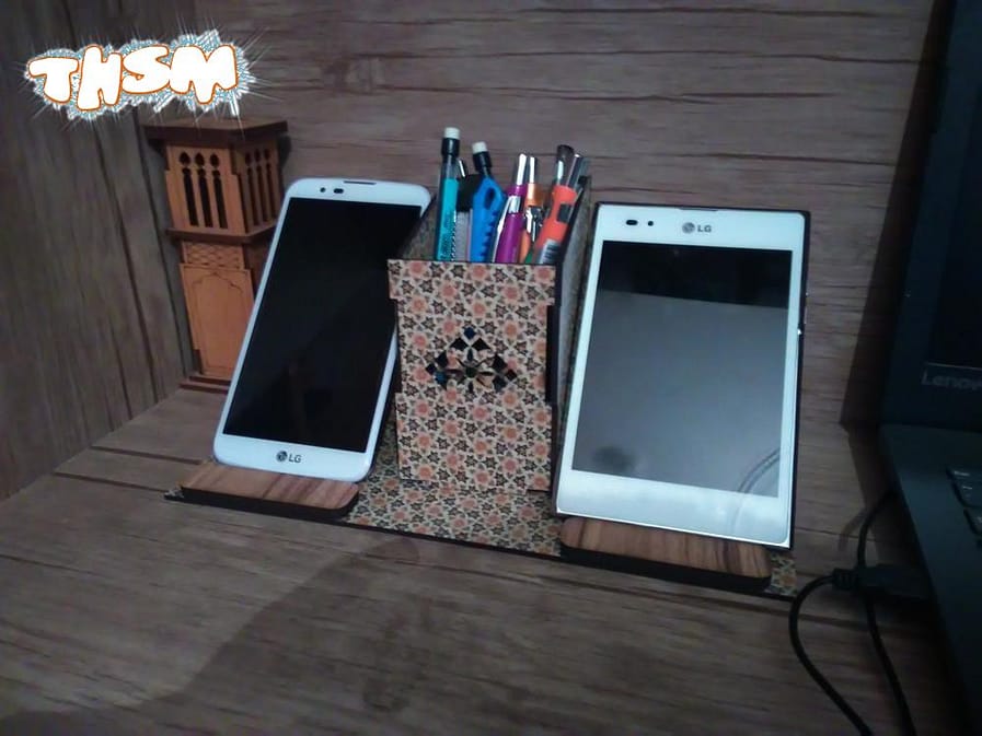 Laser Cut Cell Phone Stand Pencil Holder Organizer Free Vector