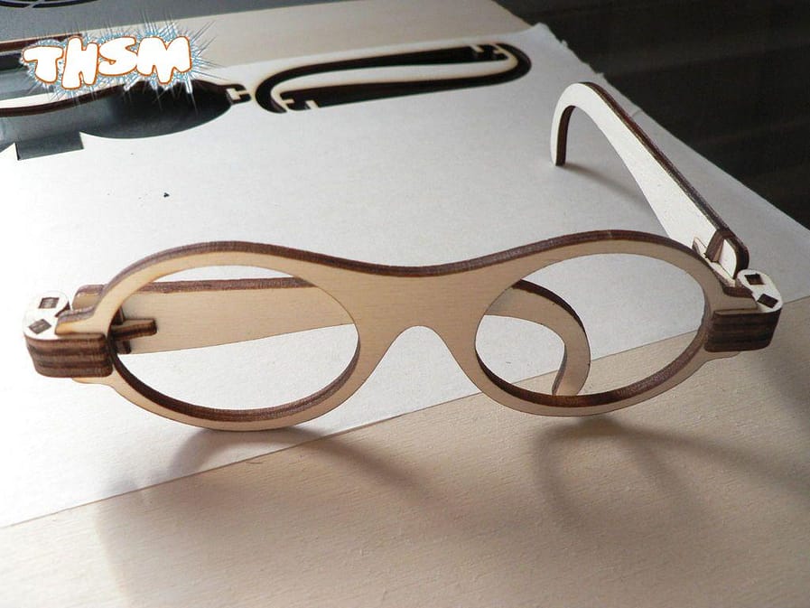 Laser Cut Foldable Wooden Glasses Free Vector