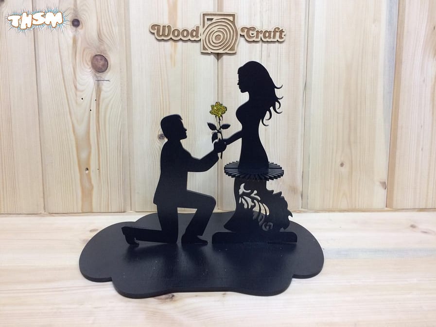 Laser Cut Napkin Holder Couple With Flower Free Vector