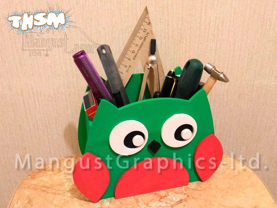 Laser Cut Owl Organizer Pen Holder Free Vector