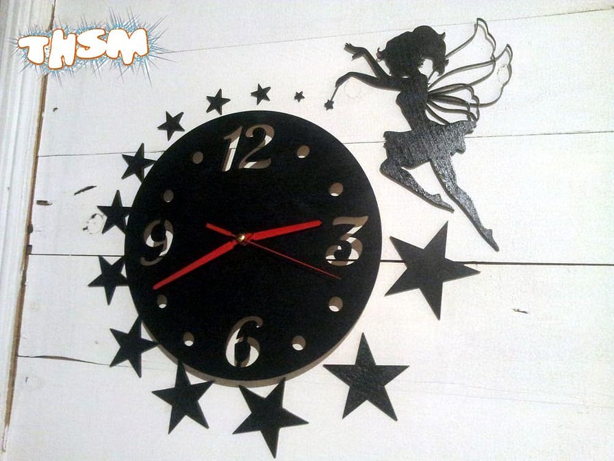 Laser Cut Wall Clock with Fairy Free Vector cdr Download - 3axis.co