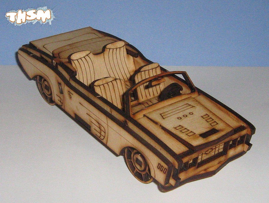 Laser Cut Convertible Car 3D Template Free Vector cdr Download - 3axis.co