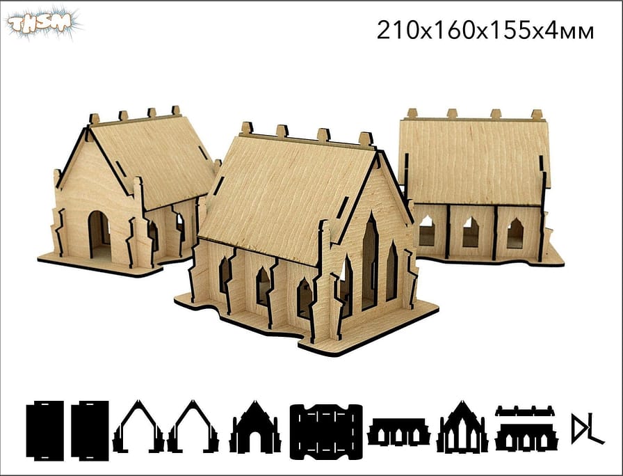 Laser Cut Wooden Cathedral 3D Model 4mm Free Vector